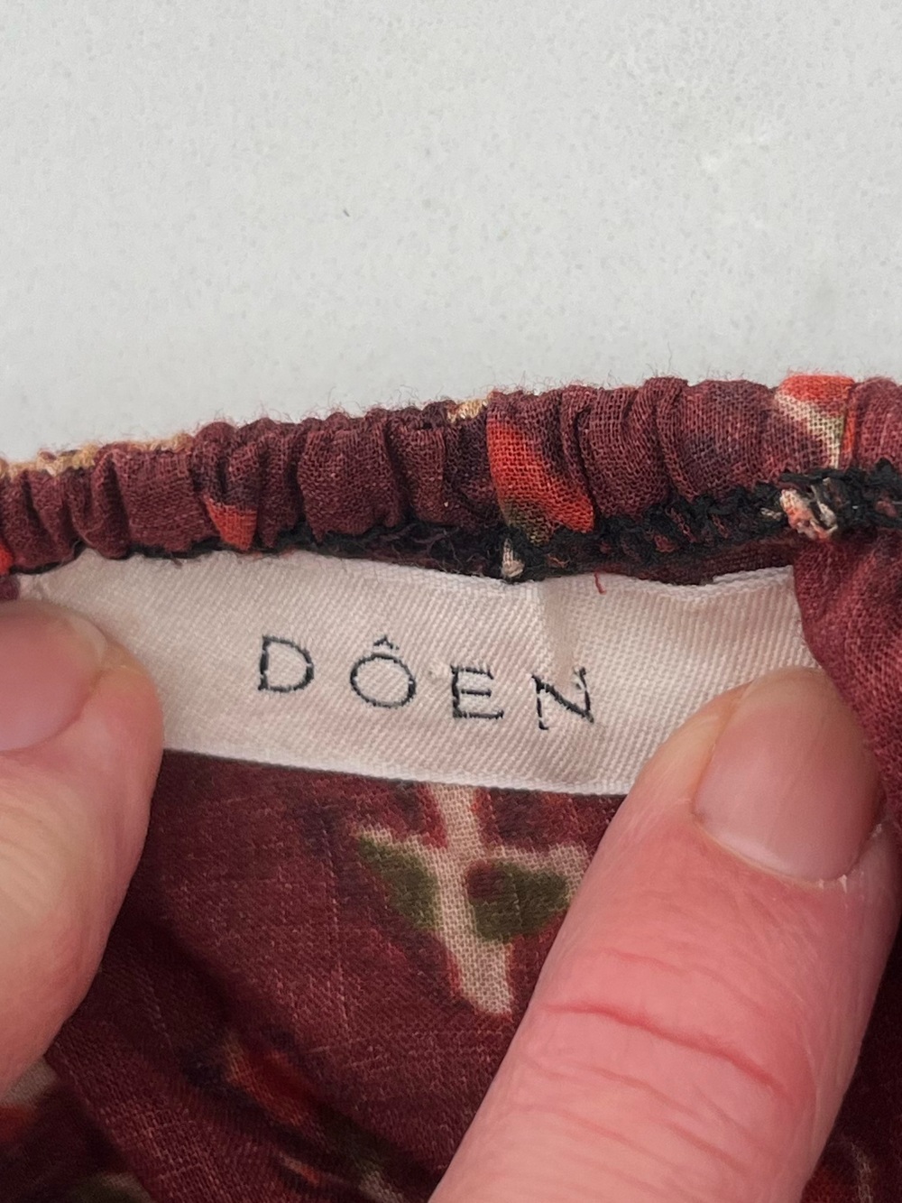 Doen RARE Rust Red Floral Long-Sleeve Off-Shoulder Dress Sz M - Picture 2 of 5